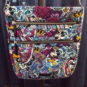 Vera Bradley Disney Mickey Blue and Purple Crossbody Bag with Paisley Print